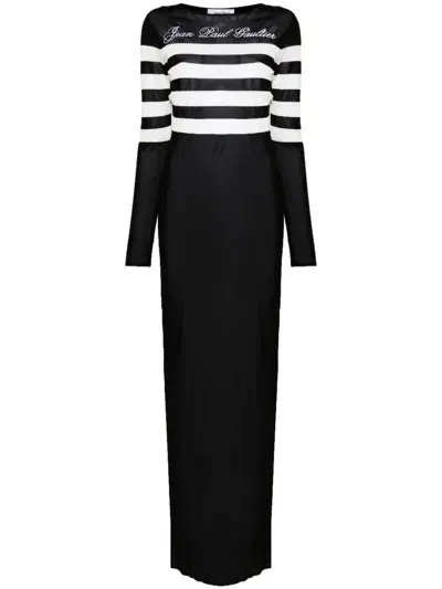 Jean Paul Gaultier Logo-embroidered Maxi Dress In Multicolor