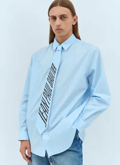 Jean Paul Gaultier Logo-print Tie Shirt In Blue