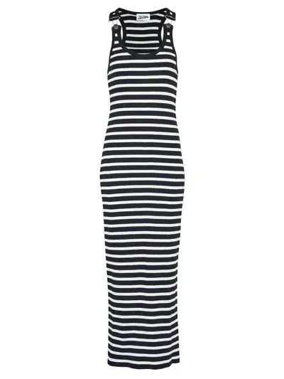 Jean Paul Gaultier Mariniere Long Dress Woman Black In Cotton