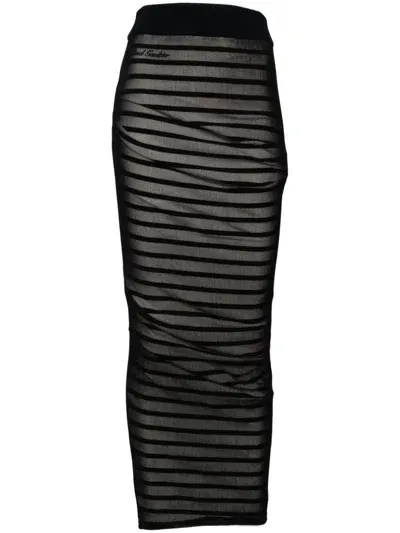 Jean Paul Gaultier Mariniere Long Ribbed Skirt In Multicolor