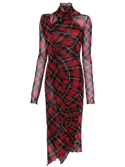 Jean Paul Gaultier Plaid-check Midi Dress In Red