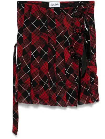 Jean Paul Gaultier Plaid-check Mini Skirt In Red Black White