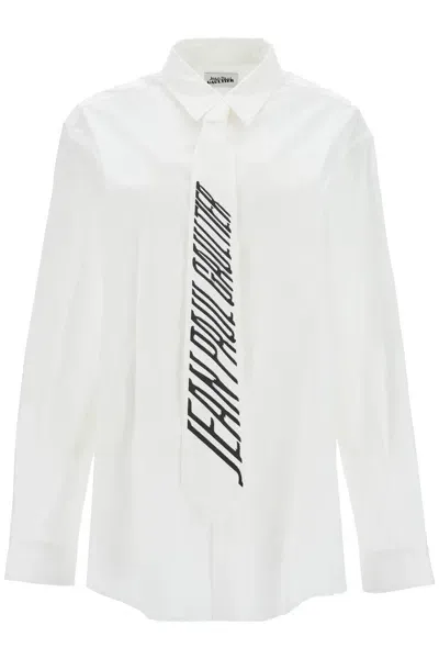 Jean Paul Gaultier Poplin Shirt With Printed Tie Women In White