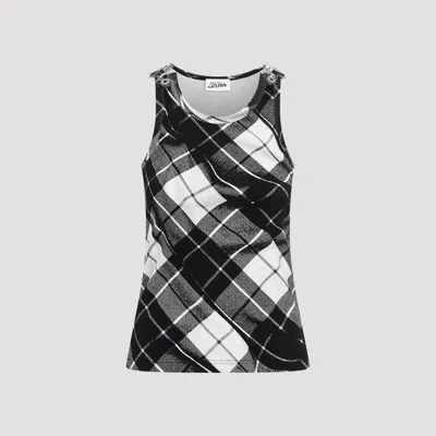 Jean Paul Gaultier Tank Top Printed Tartan In Grey