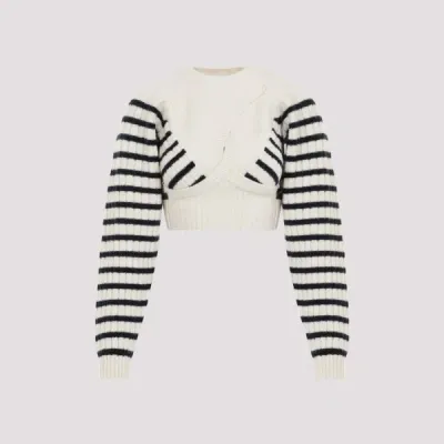 Jean Paul Gaultier Ribbed Mariniere Crop Pullover S In White