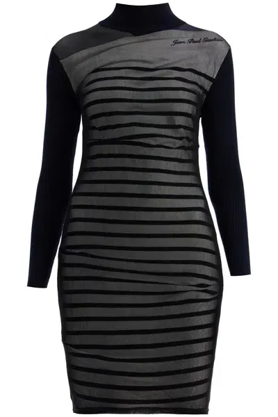 Jean Paul Gaultier 'striped Mini Dress In Two In Black