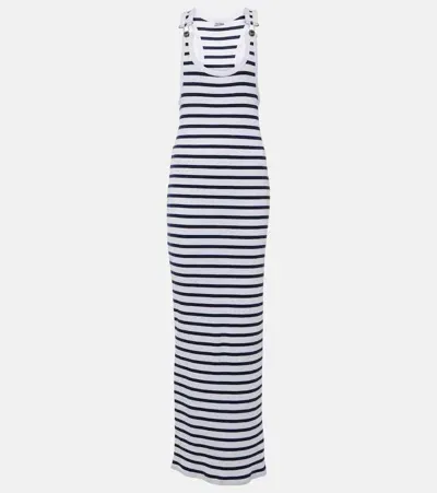 Jean Paul Gaultier Striped Ribbed-knit Cotton Midi Dress In Blue