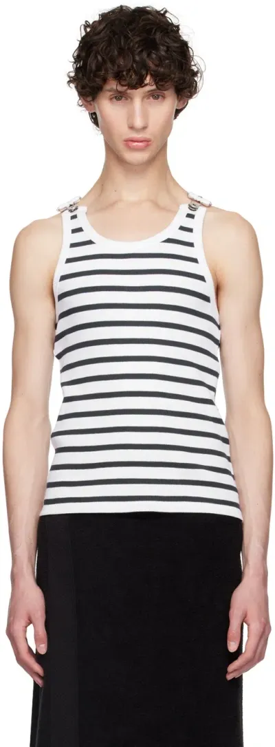 Jean Paul Gaultier White & Navy 'the Strapped Marinière' Tank Top In 0159-white/navy