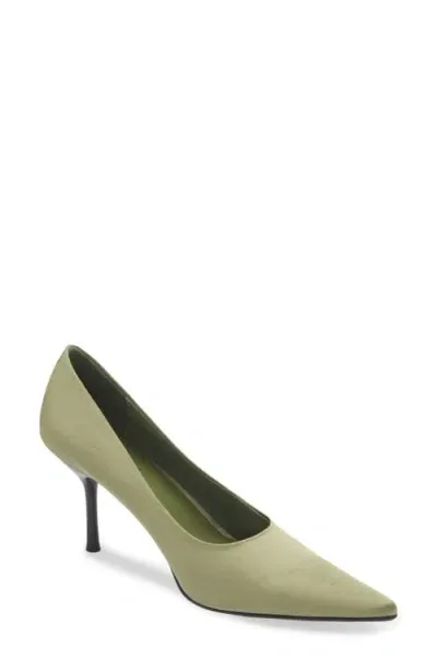 Jeffrey Campbell Chosen Pointed Toe Pump In Olive Silk