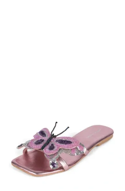 Jeffrey Campbell Cloudywing Slide Sandal In Pink Metallic Combo