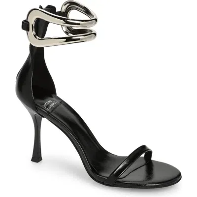 Jeffrey Campbell Cuff It Ankle Strap Sandal In Black,silver