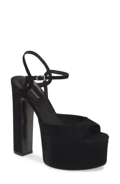 Jeffrey Campbell Ever Last Ankle Strap Platform Sandal In Black Suede