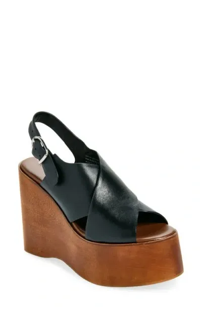 Jeffrey Campbell Fiddle Slingback Platform Wedge Sandal In Black