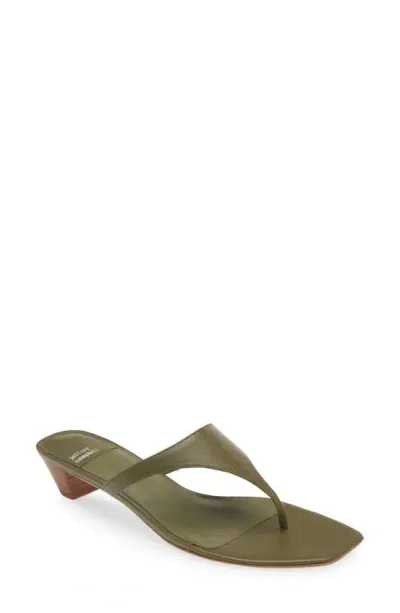 Jeffrey Campbell Glenda Flip Flop In Green Tan Stack