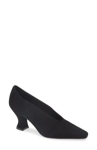 Jeffrey Campbell Hints-2 Suede Square Toe Pump In Black Suede