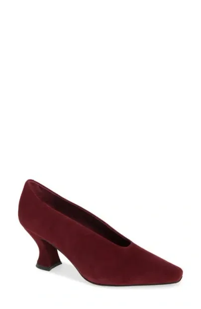 Jeffrey Campbell Hints-2 Suede Square Toe Pump In Wine Suede