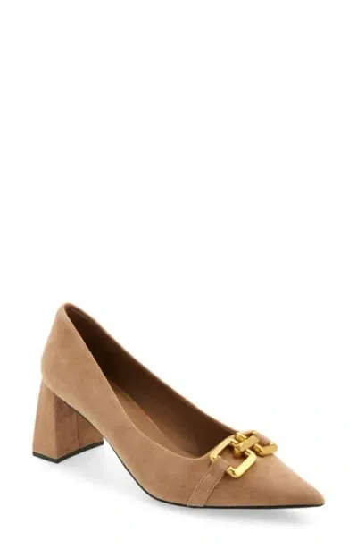 Jeffrey Campbell Lasting Pointed Toe Pump In Dark Tan Suede Bronze