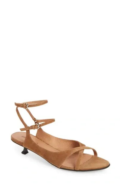 Jeffrey Campbell Mistie Strappy Kitten Heel Sandal In Dusty Tan Suede