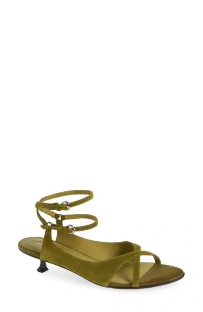 Jeffrey Campbell Mistie Strappy Kitten Heel Sandal In Olive Suede