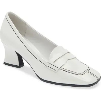 Jeffrey Campbell Nonfiction Penny Loafer Pump In Cream Patent