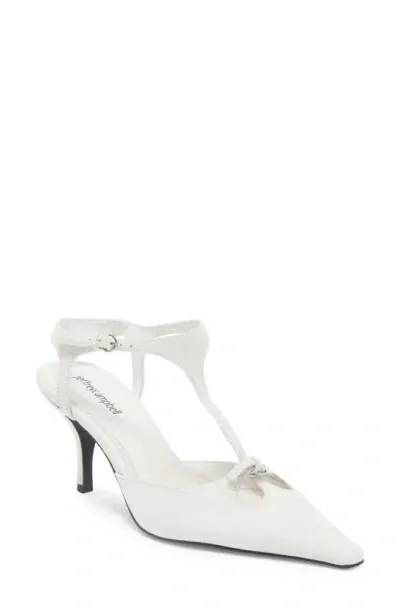 Jeffrey Campbell Petit Ankle Strap Pump In Ivory Suede