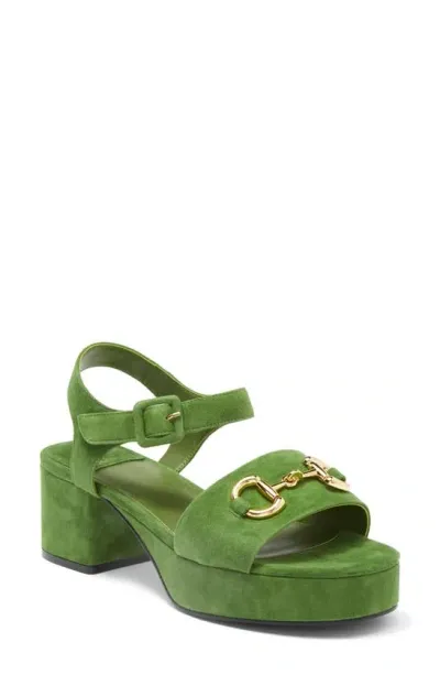 Jeffrey Campbell Timeless 2 Platform Sandal In Green Suede Gold