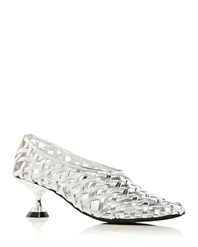 Jeffrey Campbell Women's Encaged Lattice Kitten Heel Pumps In Silver