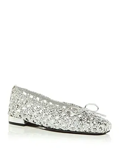 Jeffrey Campbell Women's My Weave Woven Flats In Silver