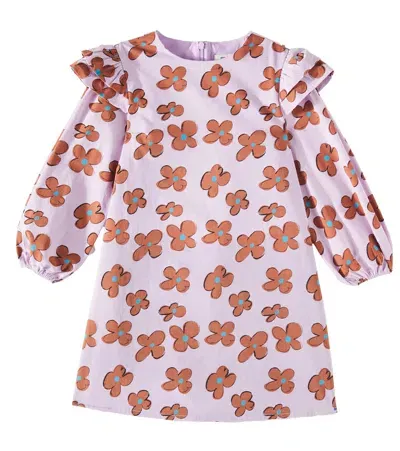 Jellymallow Kids' Floral Ruffled Cotton Dress In Pink