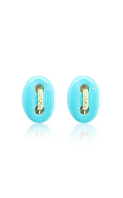 Jenna Blake 18k Yellow Gold Diamond And Malachite Stud Earrings In Green