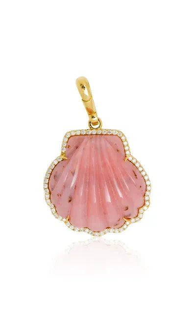 Jenna Blake 18k Yellow Gold Diamond And Rhodochrosite Frame Charm In Pink