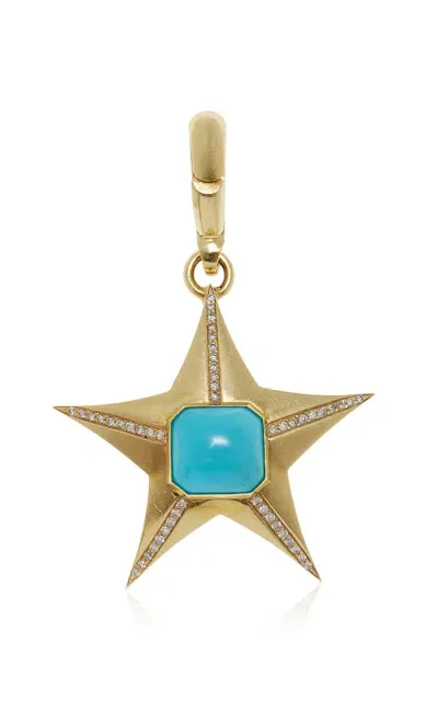 Jenna Blake Star 18k Yellow Gold Diamond Turquoise Charm