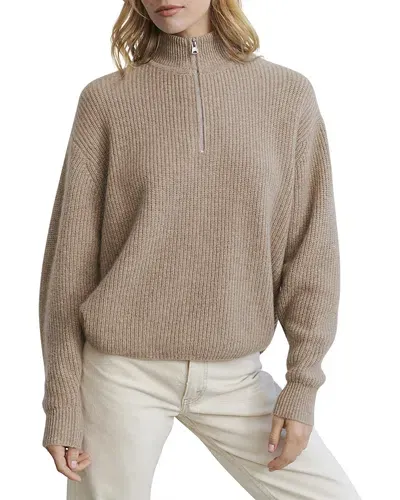 Jenni Kayne Cashmere Half Zip Sweater In Undyed Stone