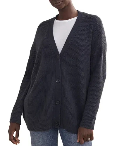 Jenni Kayne Cashmere V Neck Cardigan Sweater In Heather Navy