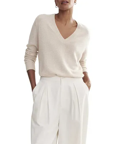 Jenni Kayne Flynn Cashmere V Neck Sweater In Oatmeal