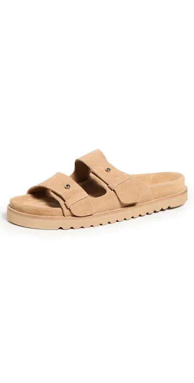 Jenni Kayne Suede Hutton Slide Sandals Tan