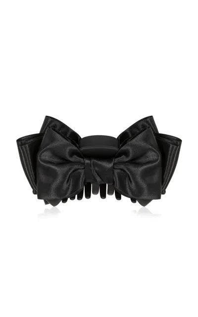 Jennifer Behr Satin Bow-embellished Hair Clip In Black