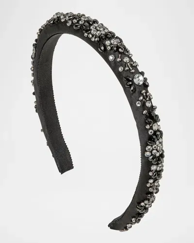 Jennifer Behr Charna Embellished Silk Headband In Jet