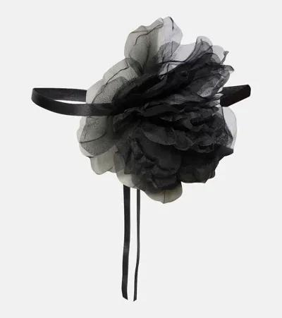 Jennifer Behr Floral-appliqué Headband In Black