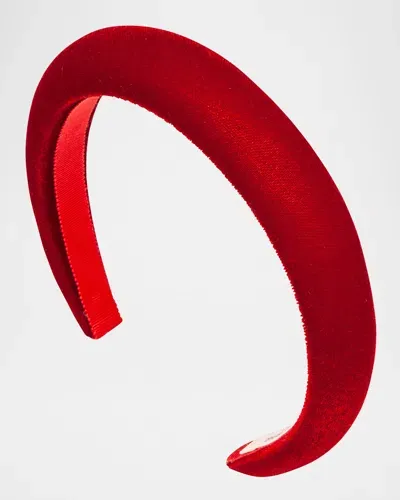 Jennifer Behr Tori Velvet Headband In Ruby