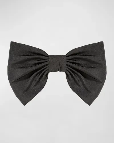 Jennifer Behr Trisha Silk Bow Barrette In Black