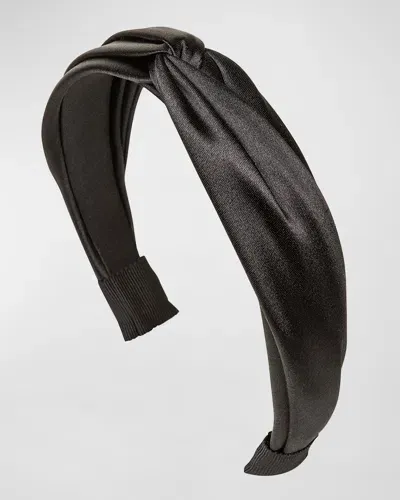 Jennifer Behr Petite Twist Silk Headband In Black