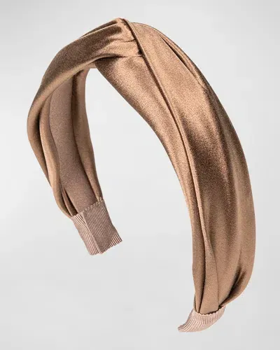 Jennifer Behr Petite Twist Silk Headband In Cappuccino