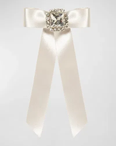 Jennifer Behr Zora Silk Bow Barrette In Cream