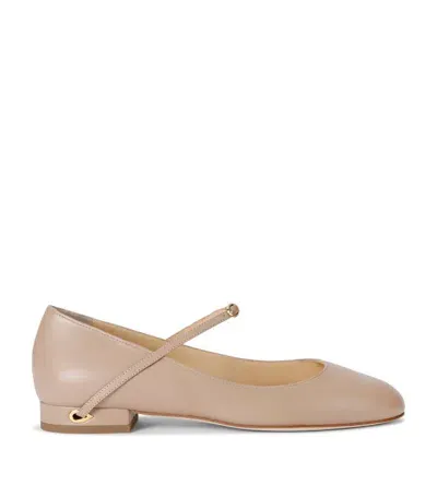 Jennifer Chamandi Leather Paolo Ballet Flats In Beige