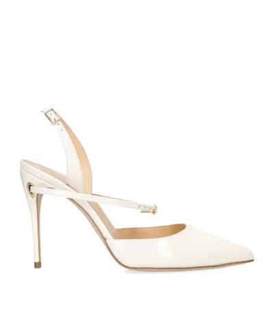 Jennifer Chamandi Vittorio 105 Leather Slingback Pumps In Off-white