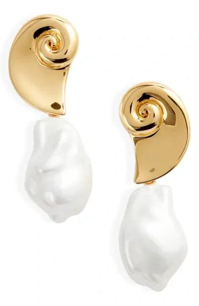 Jenny Bird Petra Imitation Pearl Earrings In Gold