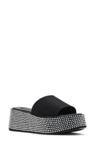 Jessica Rich By Steve Madden Stardust Platform Slide Sandal In Black Multi