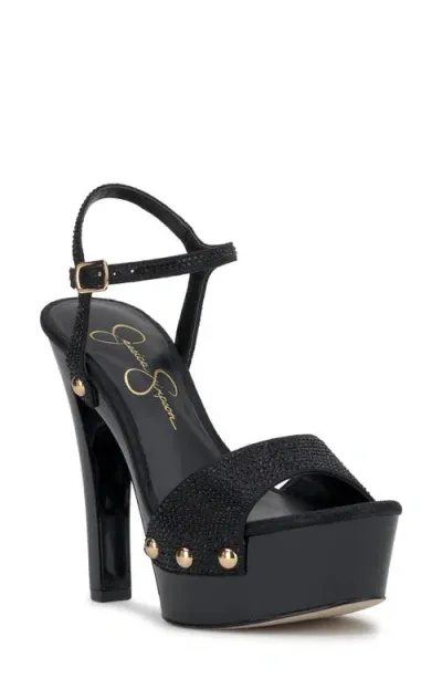 Jessica Simpson Calenta Ankle Strap Platform Sandal In Black/black