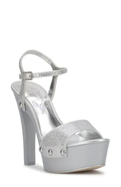 Jessica Simpson Calenta Ankle Strap Platform Sandal In Silver